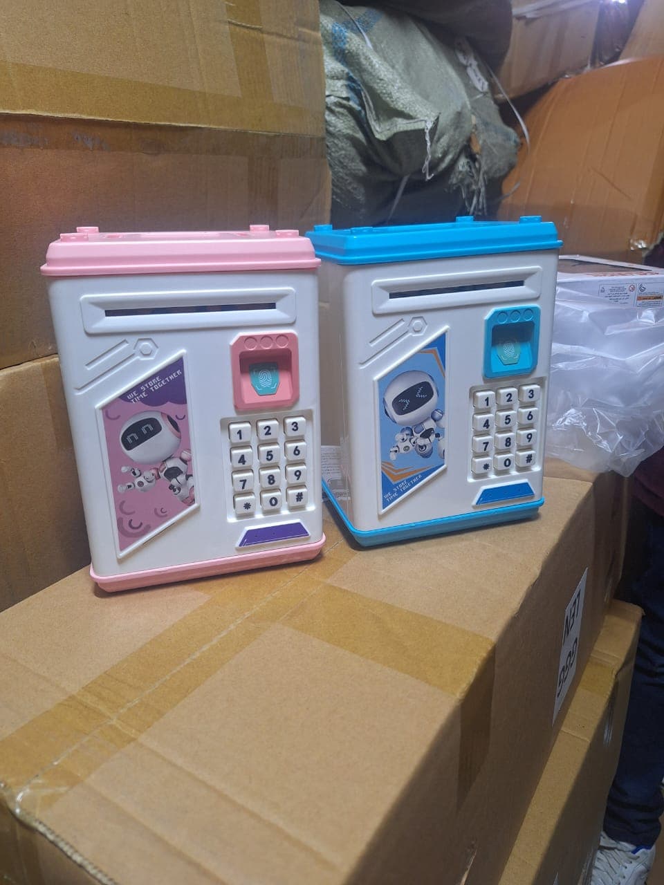 Electronic Robot Piggy Bank with Fingerprint & Password Safe 2