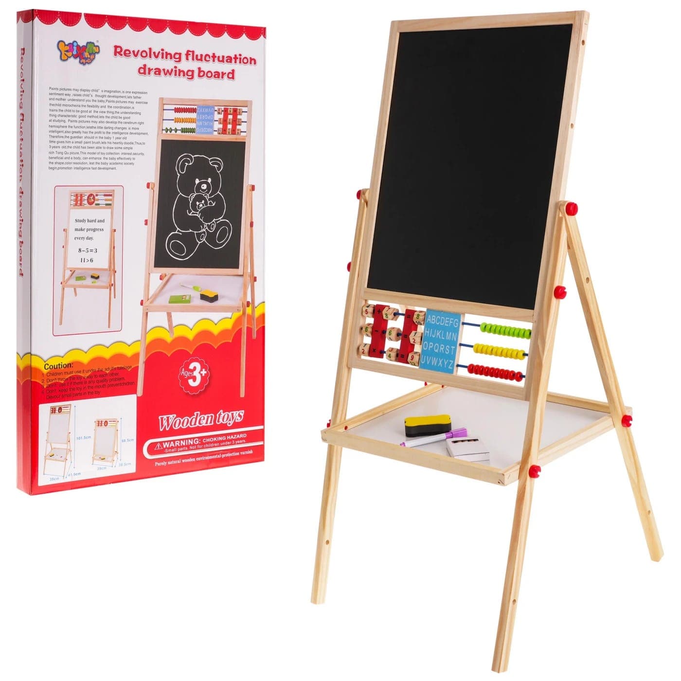 2-in-1 Wooden Blackboard and Whiteboard