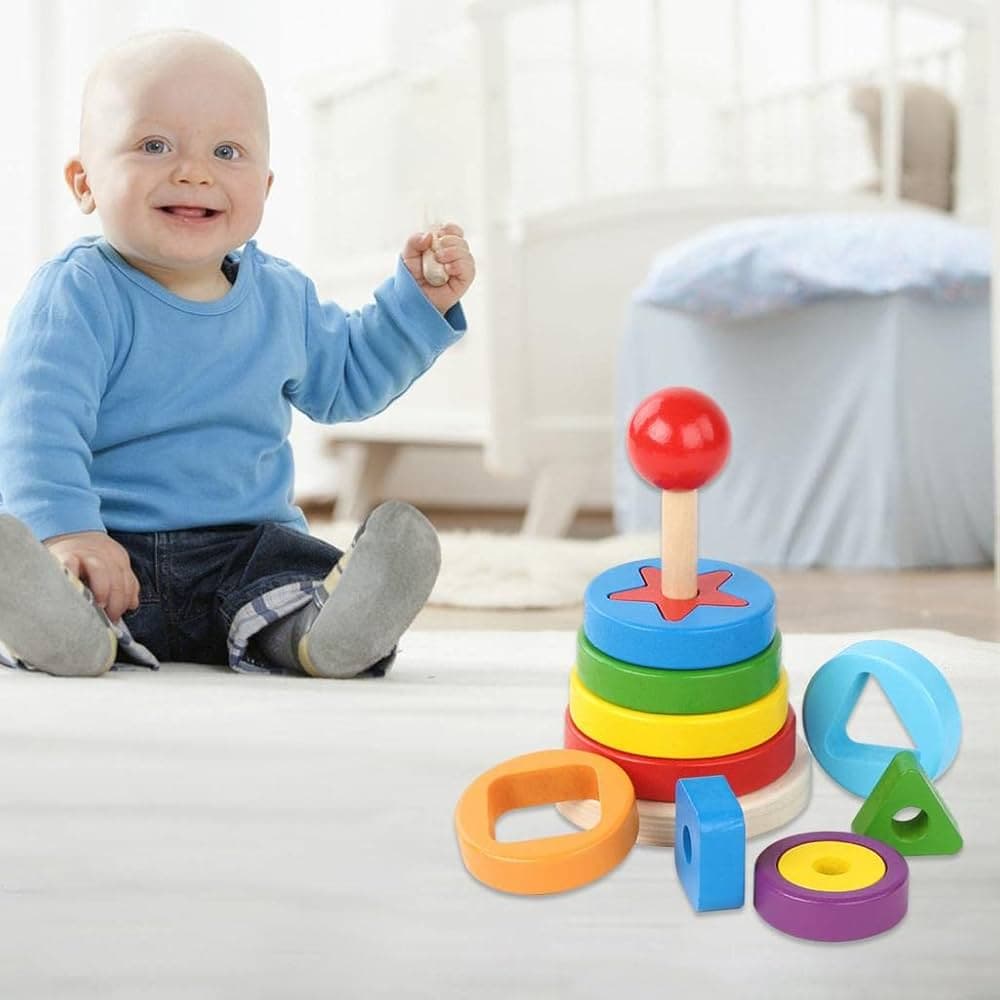 Rainbow Tower Stacking Preschool Kids Toys