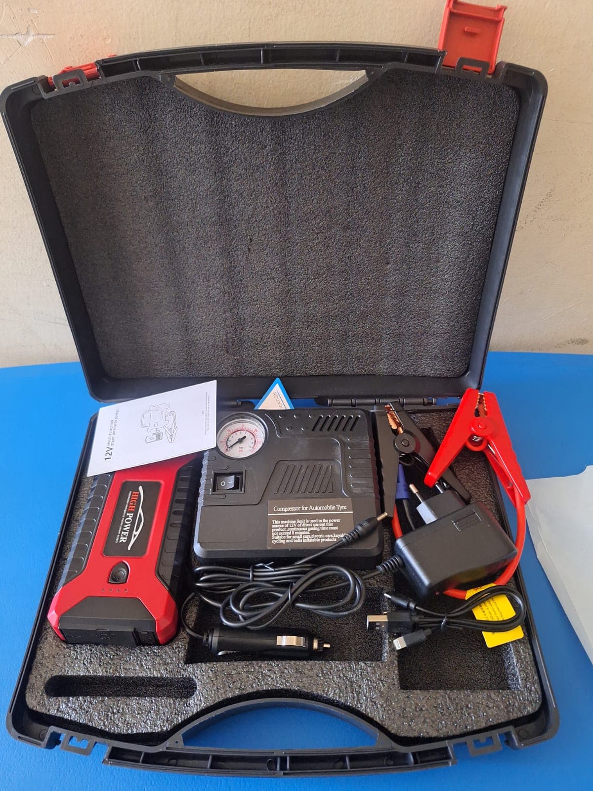 High Power Multi-Function 12V Jump Starter with Air Compressor Pump