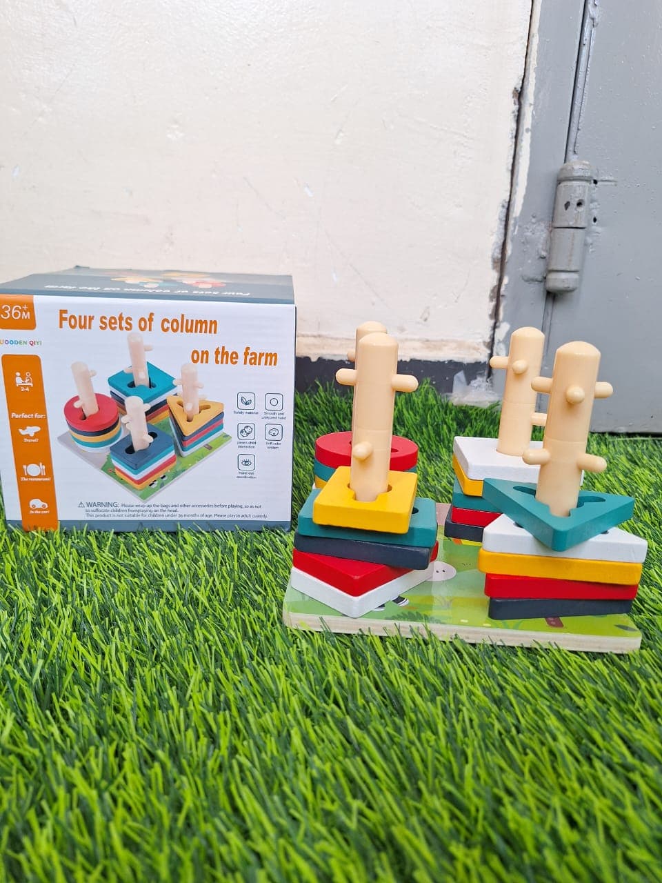 Four Sets of Column on the Farm – Wooden Shape Sorting Toy