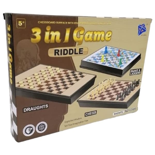 3-in-1 Chess Board Game – Chess, Checkers & Snakes and ladders Set for Kids & Adults 2