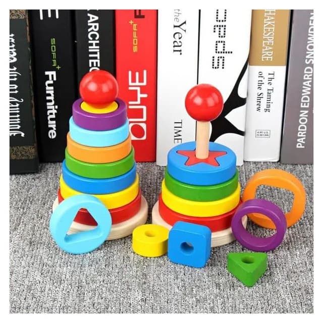 Rainbow Tower Stacking Preschool Kids Toys 2
