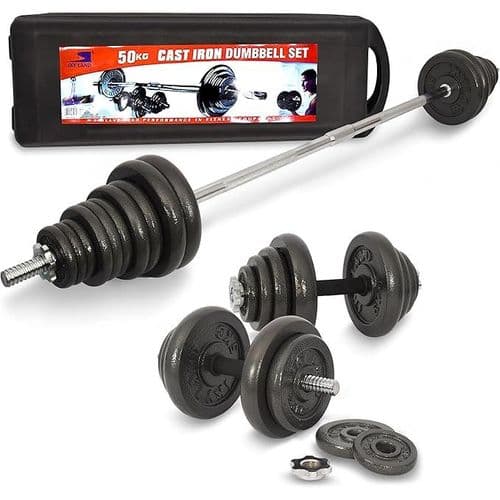 50KG Adjustable Cast Iron Dumbbell Set 